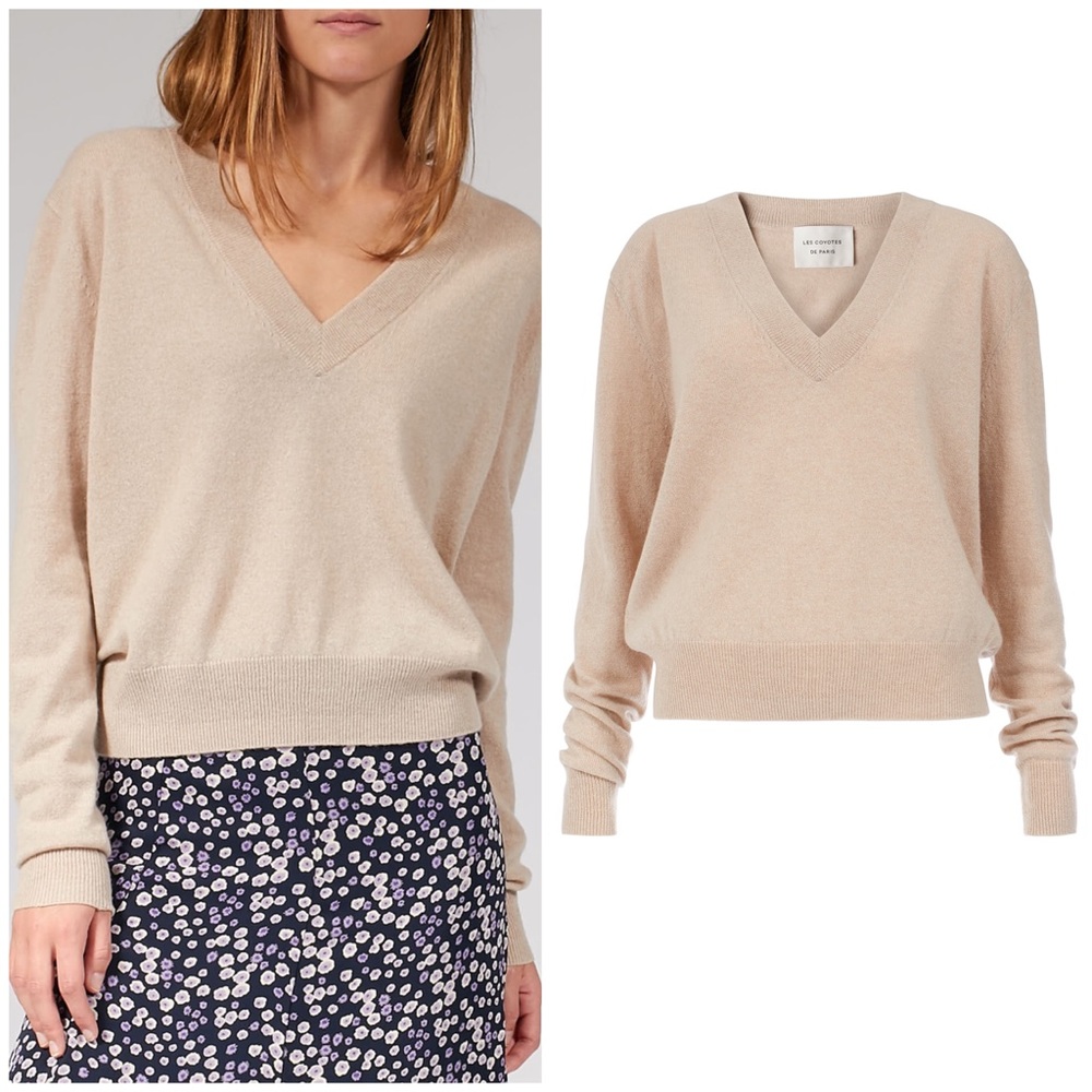 Les Coyotes De Paris V Neck Cashmere Sweater Sz 34